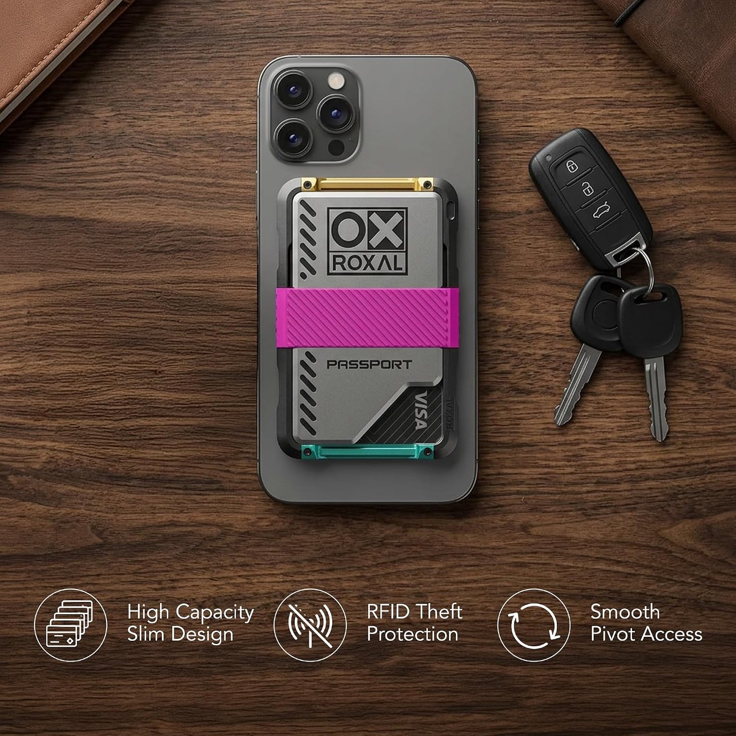 Roxal Passport Magnetic Wallet Magenta