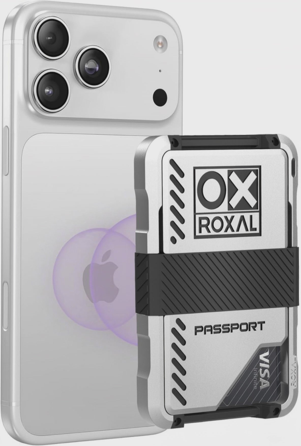 Roxal Passport Magnetic Wallet - Silver